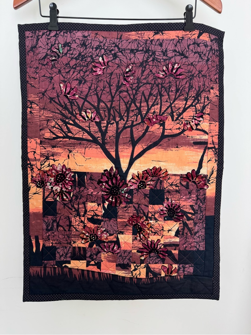 Tree at Sunset Machine Quilted Wallhanging